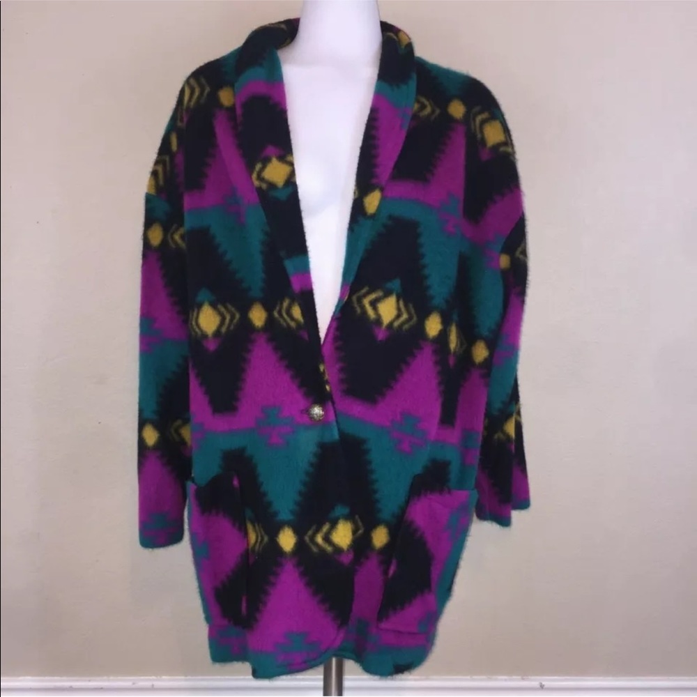 Vintage 80s Southwest Plush Fuzzy Jacket
